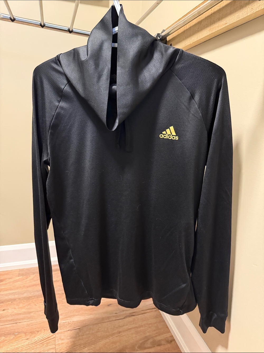 adidas Black Hoodie with Gold Logo Accent